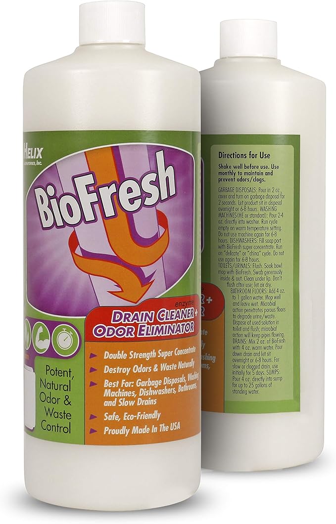 Enzyme Drain Cleaner &amp Deodorizer for Sink Drain Showers Septic Systems Bathroom &amp Kitchen - Smell Remover for Fruit Fly Garbage Disposals Dishwasher &amp Washing Machines - (32oz)