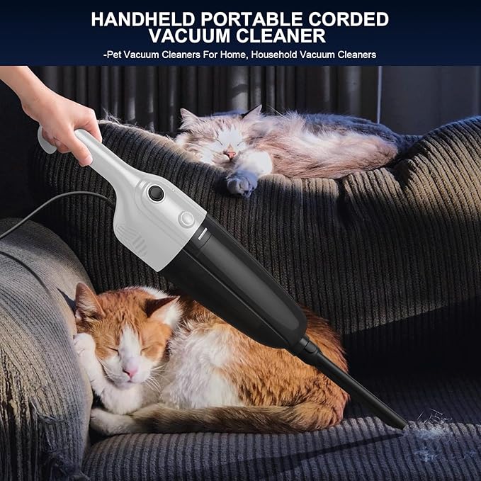 Stick Vacuum Cleaner Corded 2-in-1 Lightweight Vacuum with Powerful Suction Washable HEPA Filter Handheld &amp Upright for Pet Hair Carpet Hardwood Floor &amp Home Cleaning – White MC607C