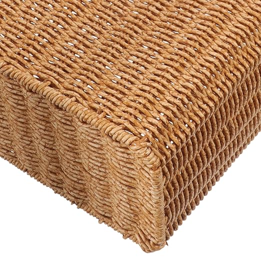 Woven Trash Can Narrow Gap Garbage Bin Simulation Wicker Storage Basket for Bathroom Kitchen Without Lid Compact Wastebasket for Home Organization