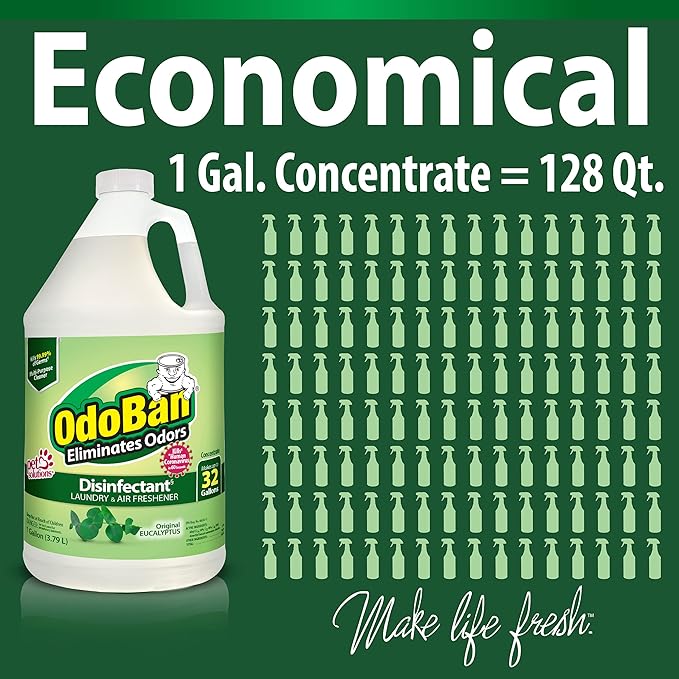 OdoBan Disinfectant Concentrate and Odor Eliminator Made in the USA Original Eucalyptus Lavender and Cotton Breeze Scents 3 Gallons