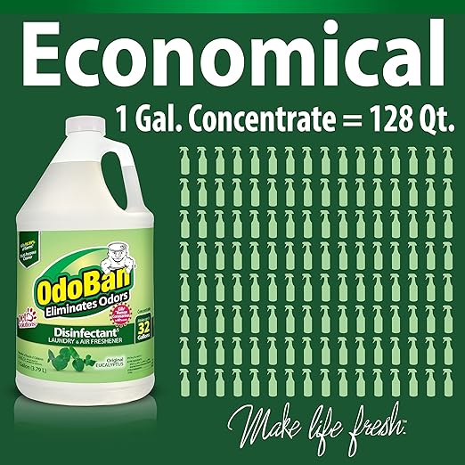 OdoBan Disinfectant Concentrate and Odor Eliminator Made in The USA Original Eucalyptus Scent 8 Gallons