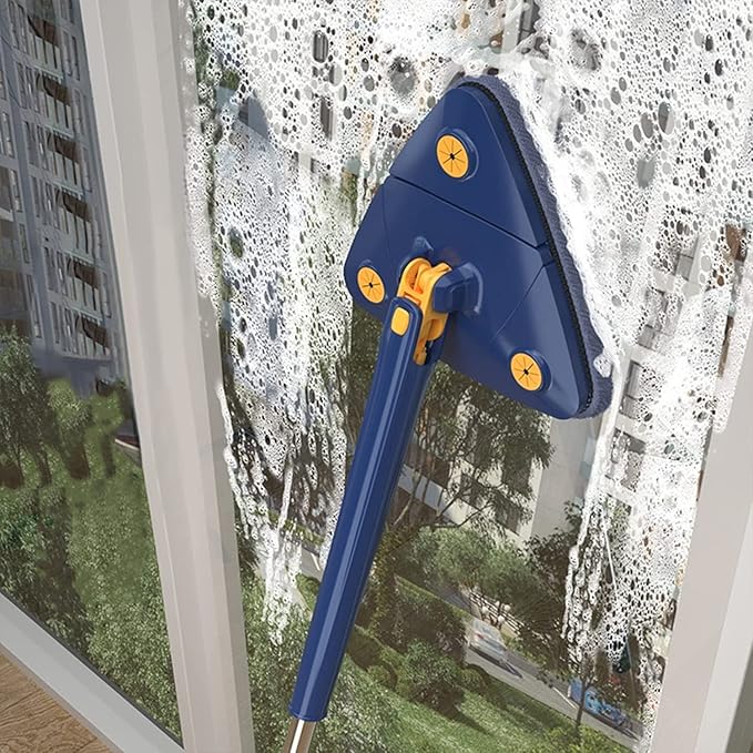 360° Rotating Adjustable Cleaning Mop Triangular Cleaning Mop with Automatic Water Compression Function for Dry and Wet 12027(Medium)