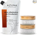 Azuna Air Freshener &amp Odor Eliminator for Strong Odor | 2 Room Kit Includes (2) Empty Luxe Glass Jar &amp 12oz Gel Refill with Tea Tree Essential Oil | Sandalwood Scent | Last 60-90 Days