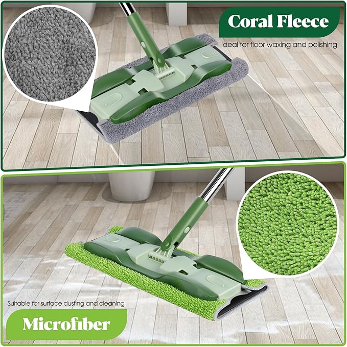 MASTERTOP Microfiber Mop - Flat Floor Mops Wet Dry Dust Mop with 4 Washable Pads &amp 52.4'' Stainless Steel Handle for Hardwood Laminate Tile Floor Cleaning