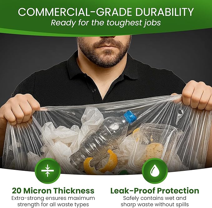 Betta 40-45 Gallon Clear High-Density Trash Bags 150 Count Box (40x48-inch) Commercial Medium-Duty Garbage Can Liners