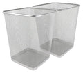 Greenco Mesh Square Wastebasket 6 Gallon 2pk (Silver) - Lightweight Garbage Trash Cans for Bedroom Kitchen Dorm - Trash Can for Office &amp Home