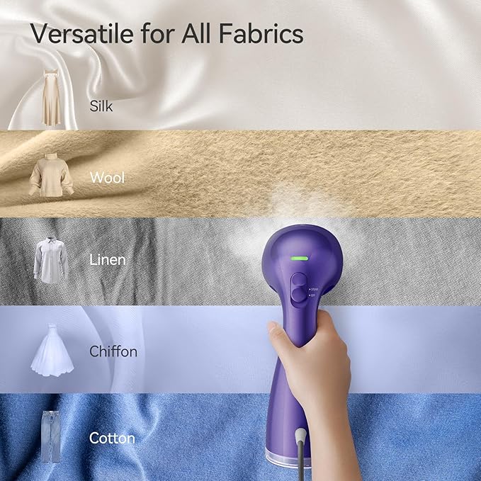 HiLIFE Steamer for Clothes Portable Handheld Design 240ml Big Capacity 700W Strong Penetrating Steam Removes Wrinkle for Home Office and Travel(ONLY FOR 120V) (Royal Purple)