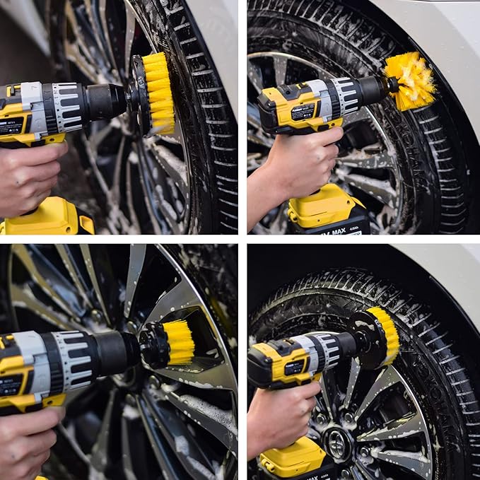 Shieldpro 45 Piece Drill Brush Attachment Set All Purpose Power Clean Scrubber Brush Scrub Pads &amp Sponge with Extend Long Attachment for Bathroom KitchenGroutTubTileCorners Auto