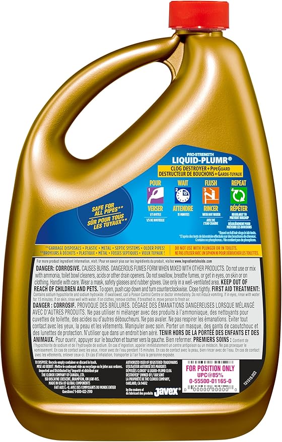 Clorox Pro-Strength Liquid Plumber and Clog Destroyer Pipe Guard 2.37L.