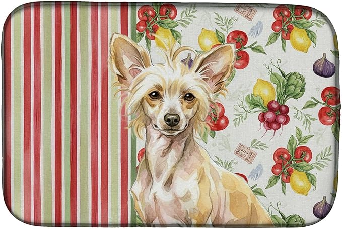 Caroline's Treasures Hairless Palomino Chinese Crested Vegetables Dish Drying Mat Absorbent Dish Drying Mat Pad for Kitchen Counter Dish Drainer Mat for Countertop 14 x 21 Multicolor