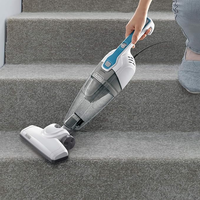 Black &amp Decker BDST1609 3-in-1 Corded Lightweight Handheld Cleaner &amp Stick Vacuum Cleaner White with Aqua Blue