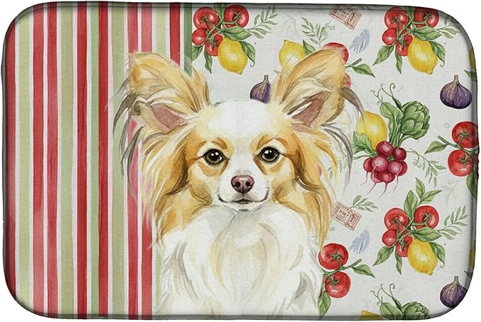 Caroline's Treasures Lemon and White Papillon Vegetables Dish Drying Mat Absorbent Dish Drying Mat Pad for Kitchen Counter Dish Drainer Mat for Countertop 14 x 21 Multicolor