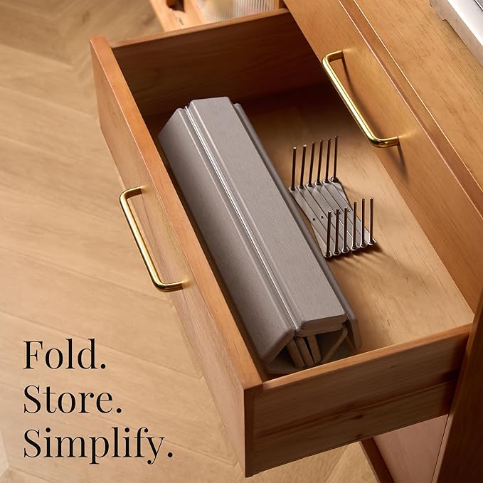 Diatomaceous Stone Dish Drying Mat with Collapsible Steel Rack - Quick Dry Kitchen Counter Set Space Saving Foldable Dryer