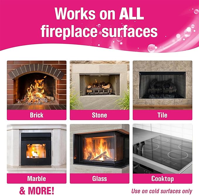 Quick 'n Brite Fireplace Cleaning Kit – Includes 16 oz Fireplace Glass Cleaner 32 oz Gel Fireplace Cleaner Scrub Brush Sponge and Microfiber Towel
