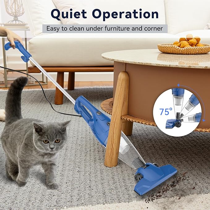 Corded Vacuum Cleaner 12-in-1 Vacuum Cleaners for Home 15Kpa Power Suction Lightweight Stick Vacuum with Washable HEPA Filter Converts to a Handheld Vacuum for Home Pet Hair Carpet Hard Floors