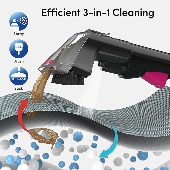 WECLEAN C5 Portable Carpet Cleaner Upholstery Deep Cleaner Deep Cleaning for CarpetCar Couch with Deep Cleaning SolutionBlackpink