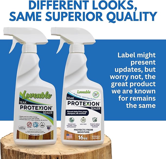 EcoDecors Loveable 32 oz Spray Bottle Teak Cleaner and Loveable Protection 16 oz Teak Sealer