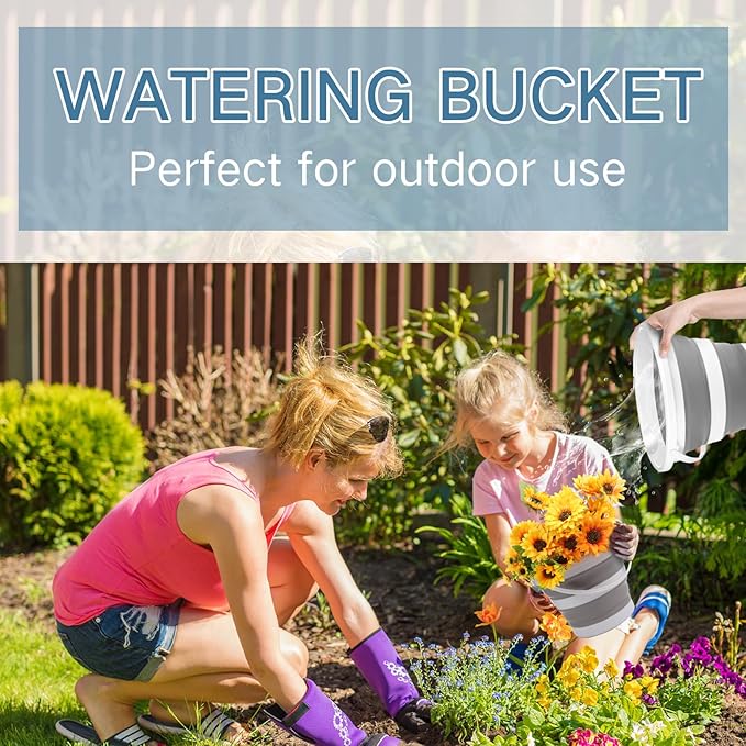 Pickmesh 4 Pcs Collapsible Bucket 2.6 Gallon (10l) Foldable Collapsible Sand Bucket with Handle Small Cleaning Pail for Household Outdoor Car Washing Camping Beach Sand (Gray)