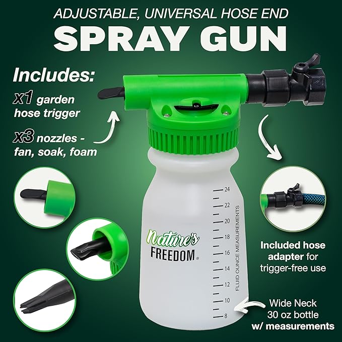 Nature's Freedom 12% Hydrogen Peroxide with Hose End Sprayer Food Grade H2O2 and Purified Water Only 1 Gallon Solution