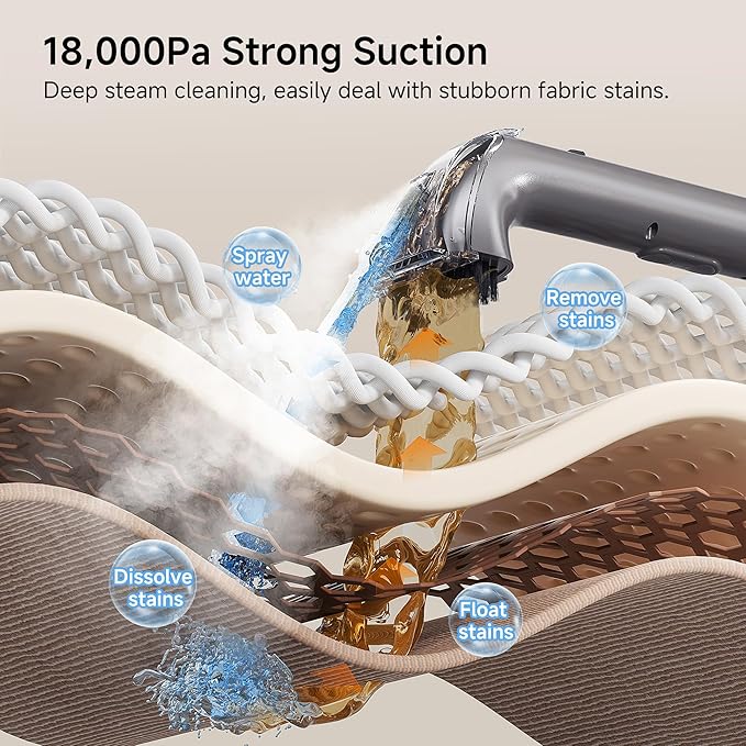 Uwant Portable Carpet Cleaner with Steam&amp Hot Water 18Kpa Upholstery Cleaner Machine for Pets with Cleaning Tools&amp Solution Carpet Steam Cleaner for CarsCouchFurniture