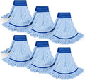 Large Microfiber Tube Mop HeadsTube Wet Mop Refill (6 inch)Blue Heavy Duty Industrial Wet Mop Head Refill Highly AbsorbentCommercial Mop Head ReplacementMachine WashableHardwood Floors(6)