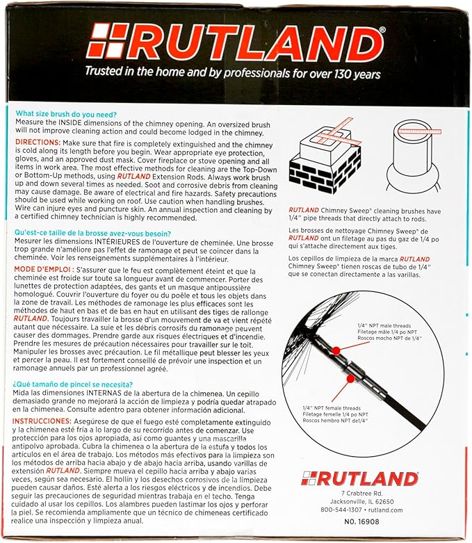 Rutland Products 16908 8-Inch Poly Chimney Cleaning Brush