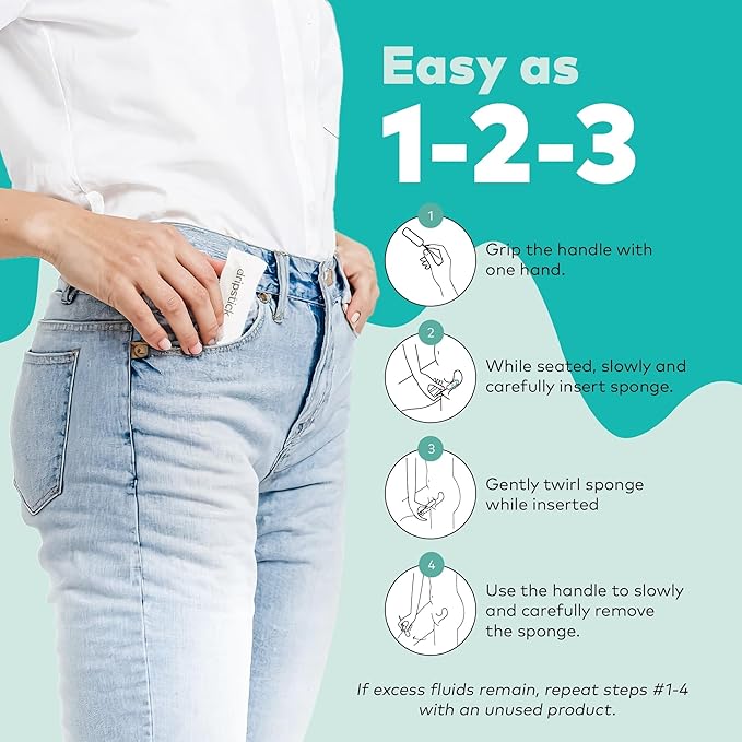 Dripstick Absorbing Sponge For Women - Awkward Essentials Dripstick 20 Pack of Sterile Post Coitus Sponges for Feminine Care and Hygiene