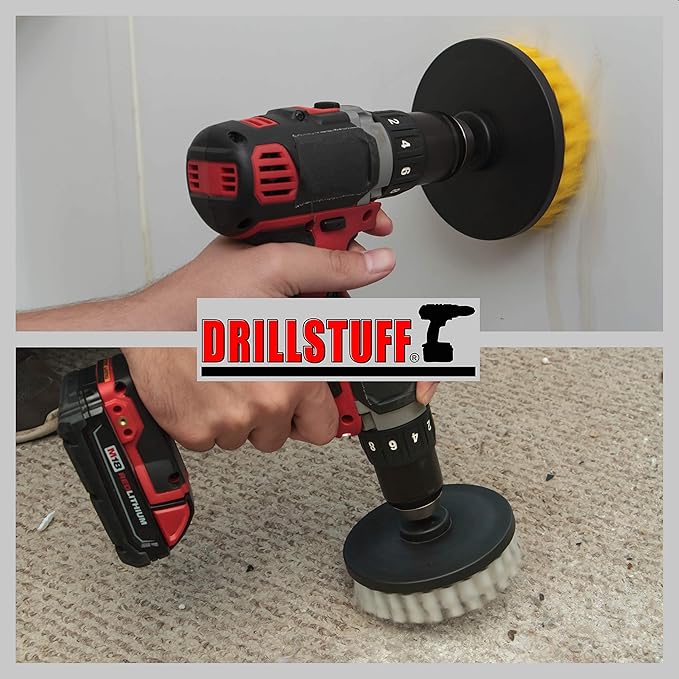 Drill Brush Power Scrubber - Outdoor Drill Powered Scrub Brush - Concrete Cleaning - Stiff Bristle Deck Brush - Patio Cleaning Brush - Bird Bath Scrubber - Garden Statues - Granite Headstone Brush