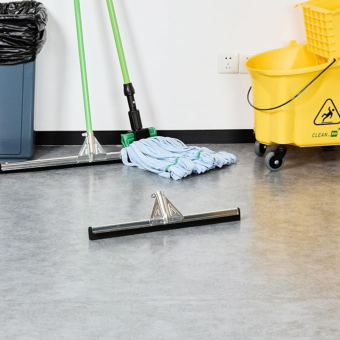 Restaurantware-SQUEEGEE ONLY: Clean Tek Professional 21.75 Inch Floor Squeegee 1 Broom With Double Rubber Blade - Handle Sold Separately Heavy-Duty Steel Wiper For Concrete Floor