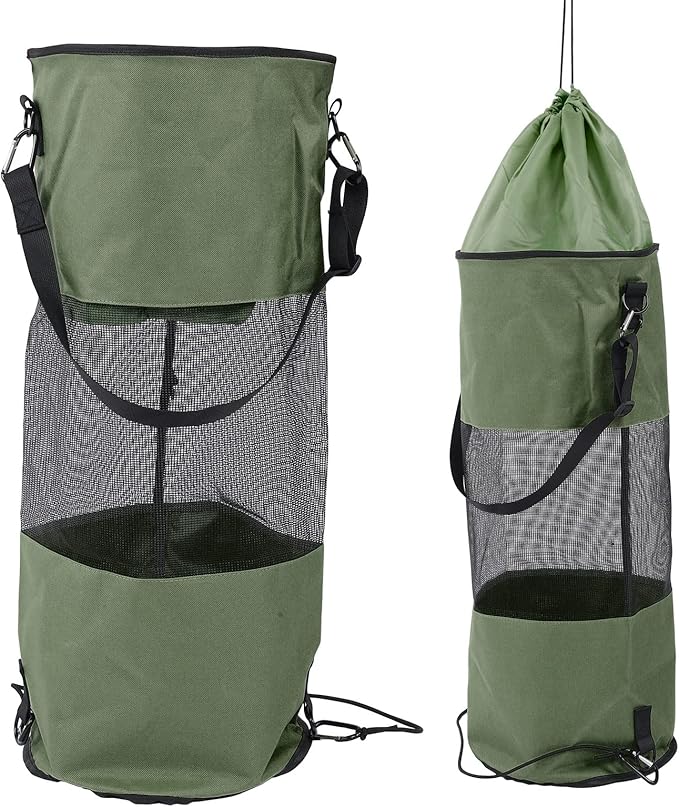 Reusable Boat Trash Bag Waterproof Mesh Garbage Bag for Boat Lightweight Portable Outdoor Trash Storage with Elastic Top and Buckle Strap for Kayaking Camping Travel
