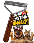 Extra Large 2-Sided Undercoat Rake for Dogs &amp Cats Dog Brush for Shedding Remove Mats Dematting Comb Safe&ampGentle Grooming Brush for German Shepherds Medium to Long-Haired PetsPremium Woode
