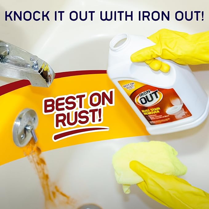 Iron OUT Powder Rust Stain Remover Remove and Prevent Rust Stains in Bathrooms Kitchens Appliances Laundry and Outdoors 4 Pound 12 Ounce Pack of 6