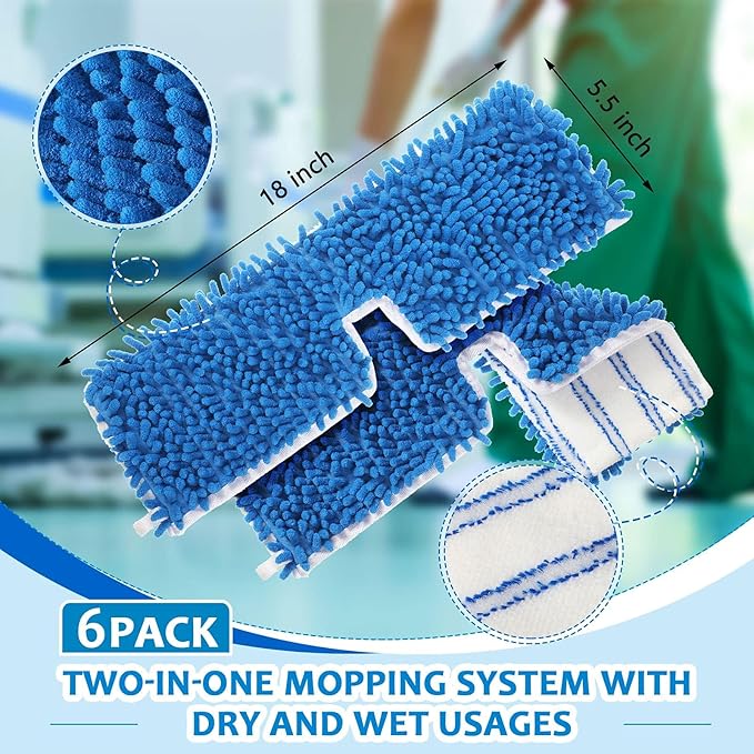 Chengu 12 Pieces Microfiber Flip Mop Refills Replacement Heads Double Sided Cleaning Pads Machine Washable Mop for Dry and Wet Kitchen Home Use