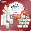 Glade PlugIns Air Freshener Starter Kit Scented and Essential Oils for Home and Bathroom Apple Cinnamon 4.02 Fl Oz 2 Warmers and 6 Refills