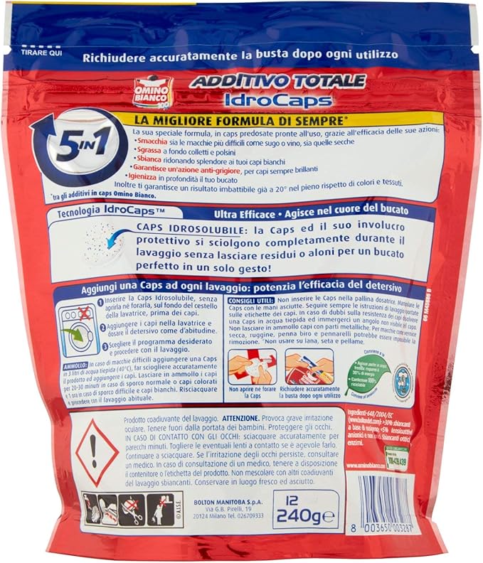 Man White – idrocaps Power Stain Remover Concentrate 12 Capsules – 240 g – [Pack of 4]