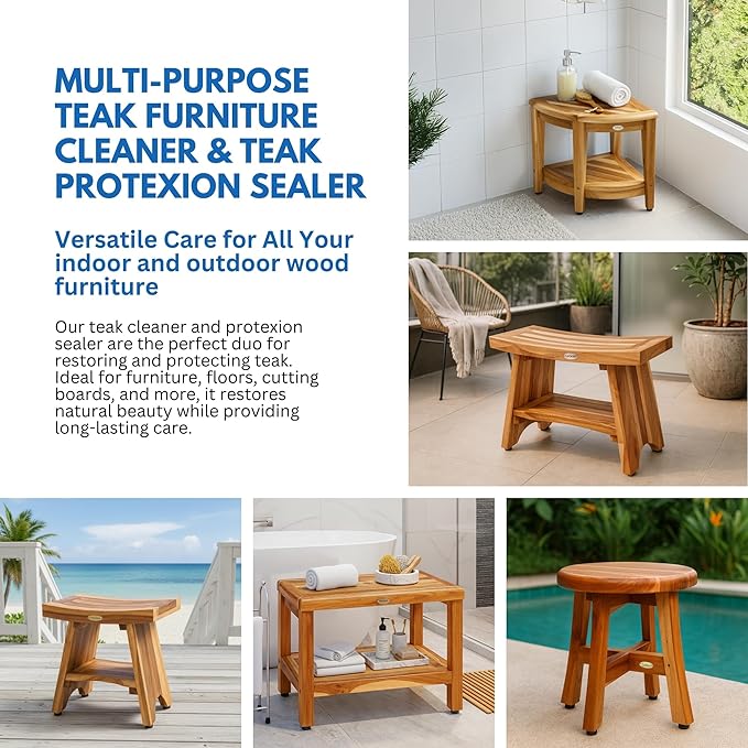 EcoDecors Loveable 32 oz Spray Bottle Teak Cleaner and Loveable Protection 16 oz Teak Sealer