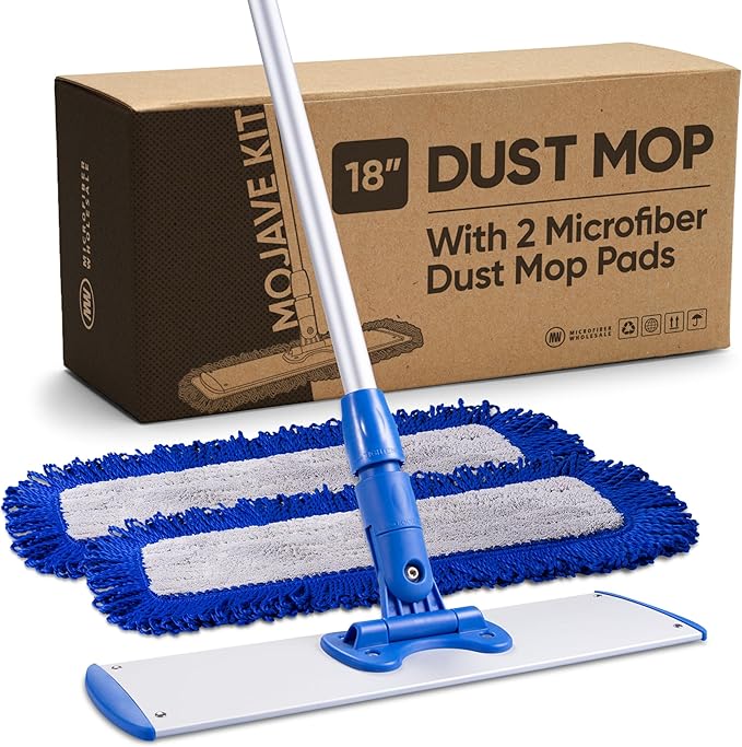 18 Mojave Microfiber Dust Mop System with 2 Dust Pads - Quickly Clean Hardwood Laminate Tile Stone Concrete