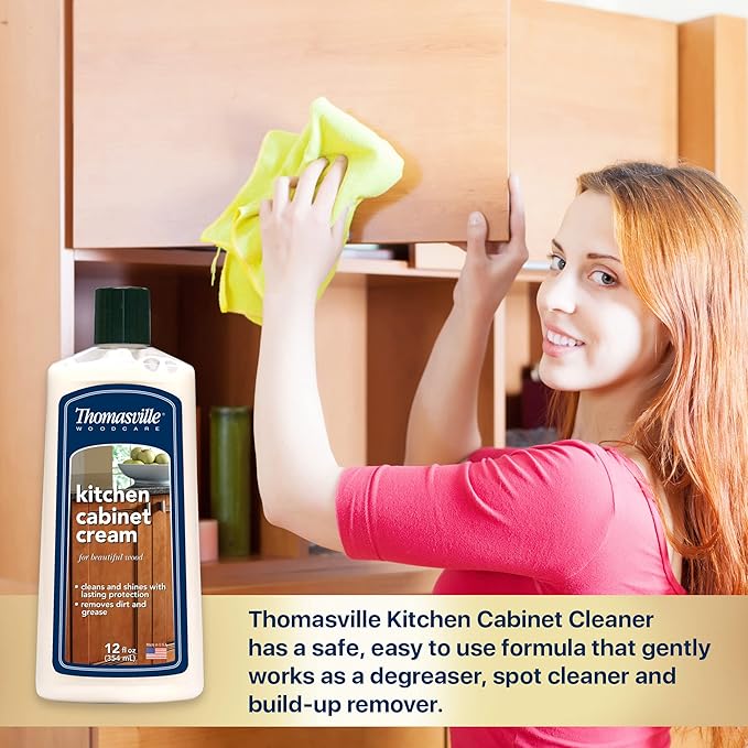 THOMASVILLE KITCHEN CABINET CREAM - Multisurface Wood Cleaner and Polish Furniture Quick Shine Restorer Protector Kitchen Cabinets Surface Cleaner House Cleaning Supplies Home Improvement 12 Oz