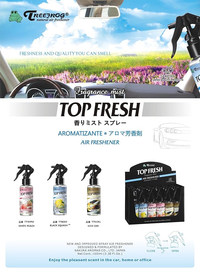 5 Pack Treefrog Black Squash Scent Fragrance Mist Spray Tree frog Top Fresh Air Freshener