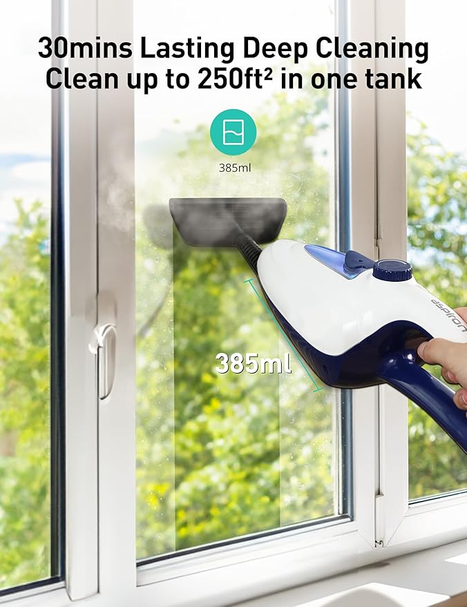 12-in-1 Steam Mop Fast 15-Sec Heat-Up 1500W Detachable Handheld Steam Cleaner with 2 Dirt Grip Pads Removes 99.99% Stubborn Stains for Hardwood Floors Clothes Windows Tiles Furniture White