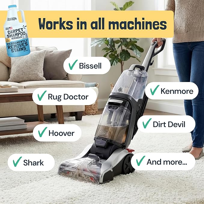 Sunny &amp Honey Carpet Cleaner Solution - Rug Shampoo &amp Upholstery Cleaning Solution - Pet Surface Odor Eliminator &amp Pet Stain Remover (32 fl oz Fresh Summer Scent)