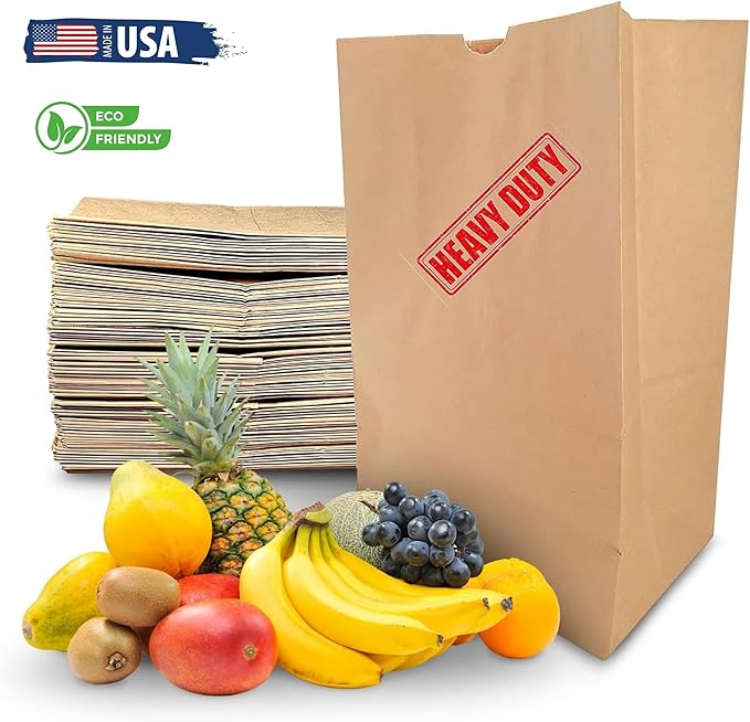 Heavy Duty 57 Lb Large Brown Paper Bag – 50 Count Eco-Friendly Shopping Bags Great for Grocery Retail and More – Strong Durable and Reusable