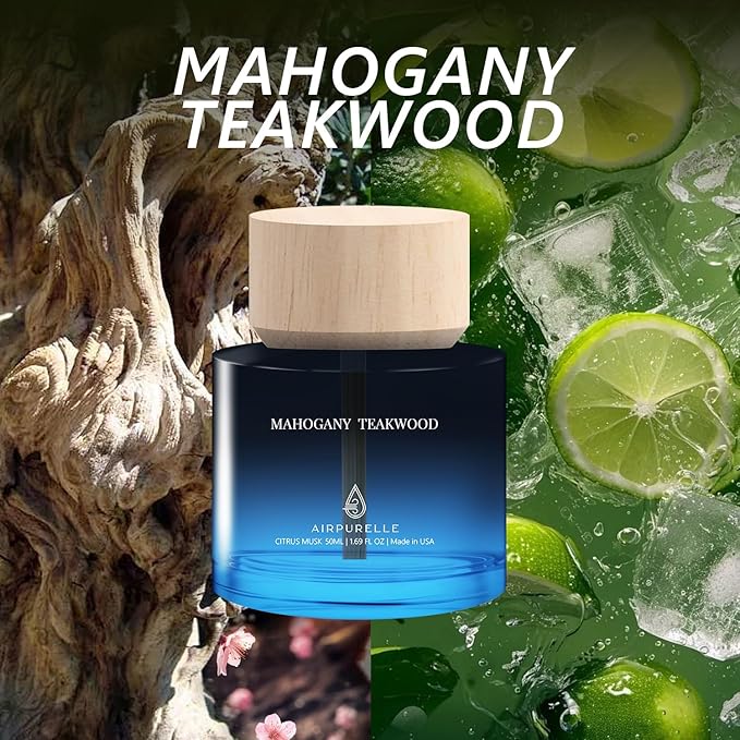 Car Air Freshener 50ML (1.7 FL OZ) Car Air Fresheners Perfume - Mahogany Teakwood Fragrance Oil Air Diffuser for Car 180+ days Long Lasting Fragrance Wooden Cup Design Car Fresheners Made in USA