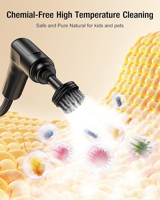 Steam Cleaner for Home 2500W Portable Steam Cleaner for Car1.69 Quarts Large Capacity Tank 13PCS Accessories Steamer for Home kitchensCamping