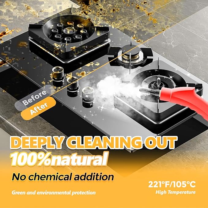 Handheld Steam Cleaner 1000ml Water Tank 15S Heat-up Time Multipurpose Steamer for Home Use Pressurized Steamer for Cleaning Floor Upholstery Grout and Car Red
