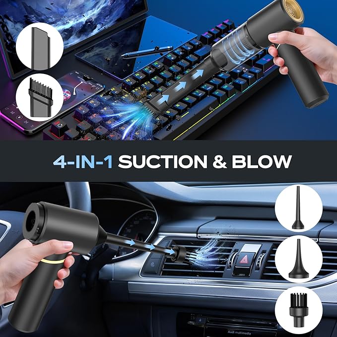 Handheld Vacuum Cordless Rechargeable Car Vacuum Portable Cordless with Strong Suction15Kpa Hand Vacuum Ultra-Quiet (75dB) 21min Runtime Lightweight (1.25 lbs) for Car Pet Hair Home