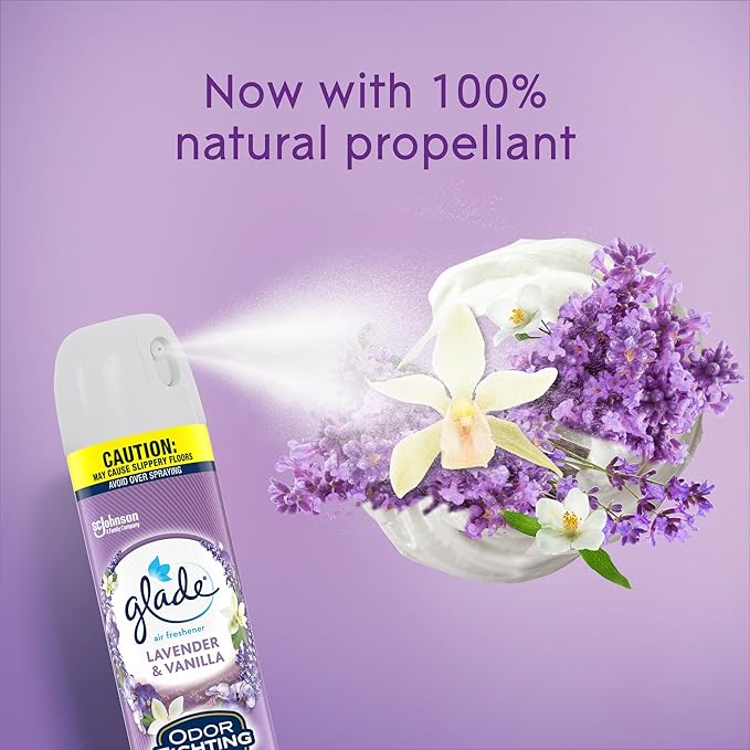 Glade Air Freshener Odor Fighting Room Spray Lavender &amp Vanilla 8.3 oz 2 Count