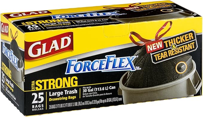 Glad Trash Bag Force-Flex Large 30 Gal. 25 / Box