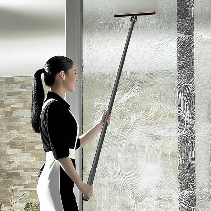 Shower Squeegee for Glass Doors Window Squeegee for HomeSqueegee with Telescopic Extension PoleProfessional Window Cleaning Tool Black for Mirror Glass Ceramic Tile
