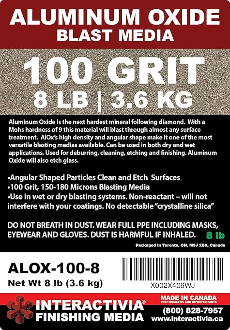 #100 Aluminum Oxide - 8 LBS - Medium Sand Blasting Abrasive Media for Blasting Cabinet and Blasting Guns.